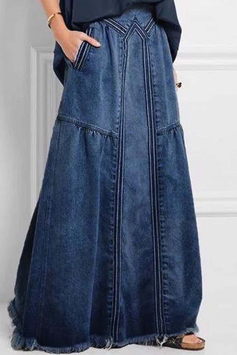 Elegant A-Line Long Skirt for Casual Wear