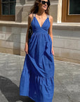 Sexy Blue V-Neck Sleeveless Dress for Women