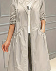 Casual Long Sleeve Hooded Windbreaker for Plus Size Women