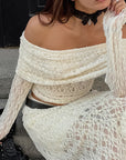 European Style Lace Off Shoulder Top and Long Skirt Set