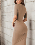 Slim Fit Korean Style Dress with Short Sleeves