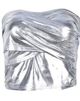 Reflective Ruched Strapless Top for Women