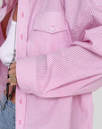 Trendy Pink Striped Loose Shirt for Women