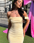Elegant Off-Shoulder Dress with Ruffles