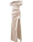Elegant Off-Shoulder Split Maxi Dress