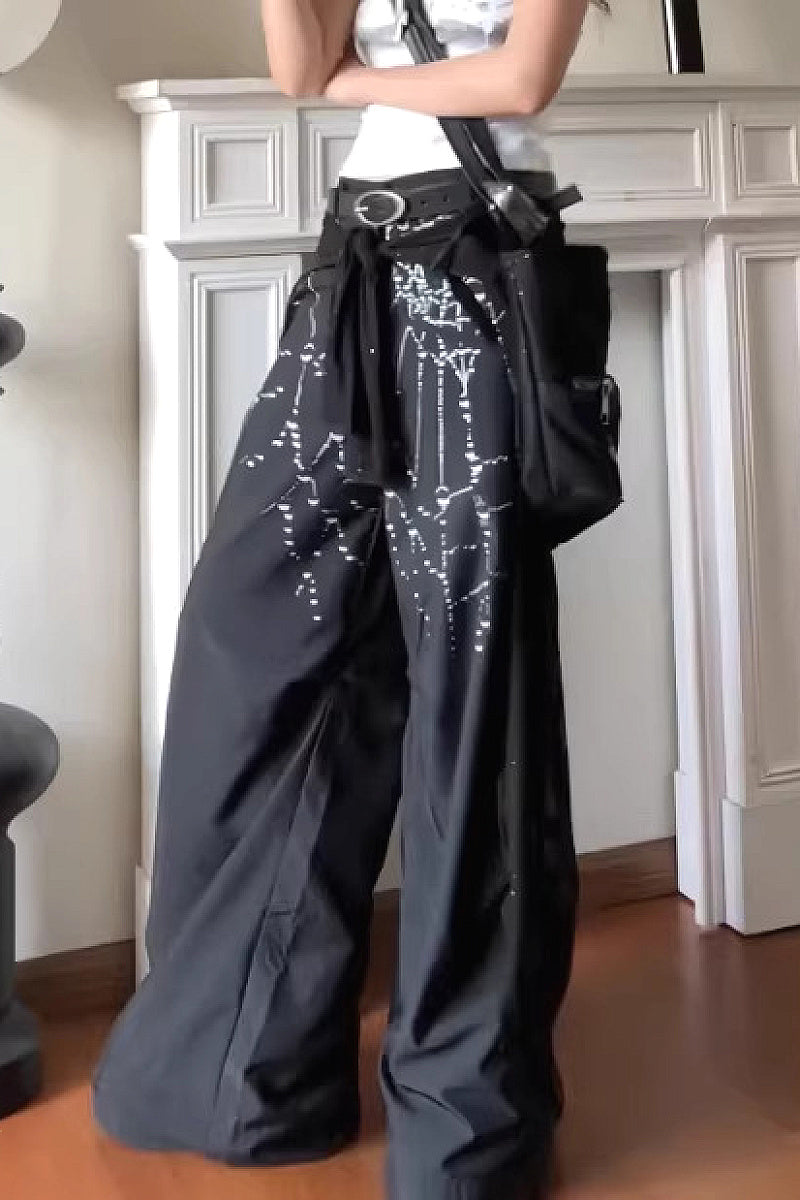 Y2K Street Goth Loose Wide Leg Pants