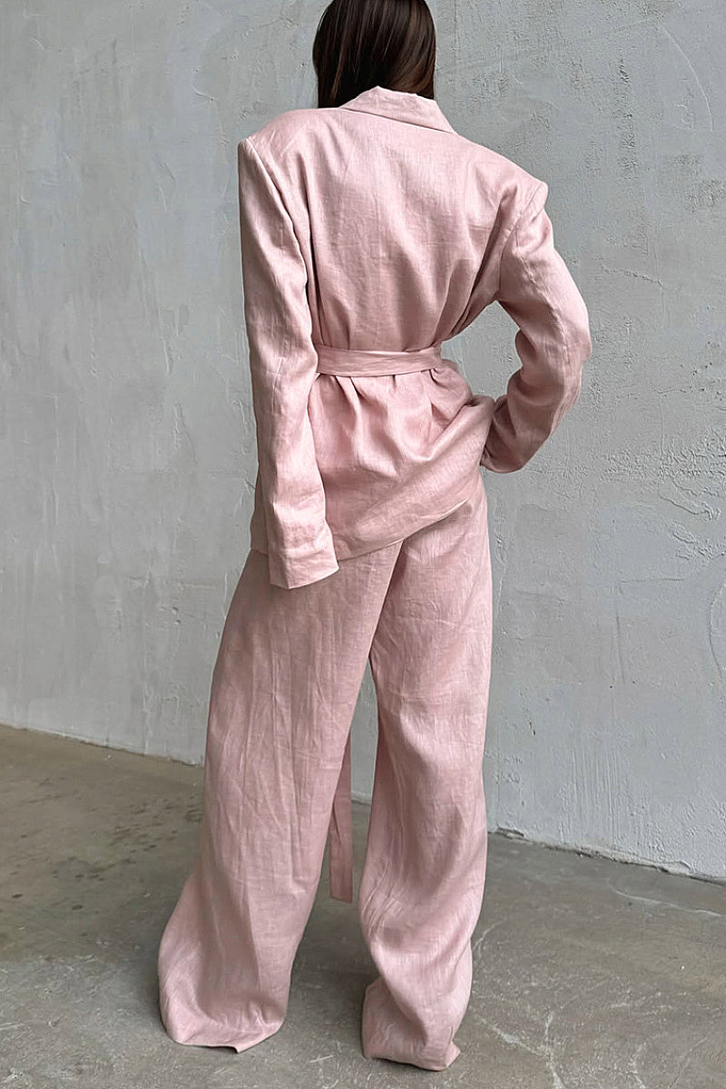 Stylish Cotton-Linen Suit Set for Commuting