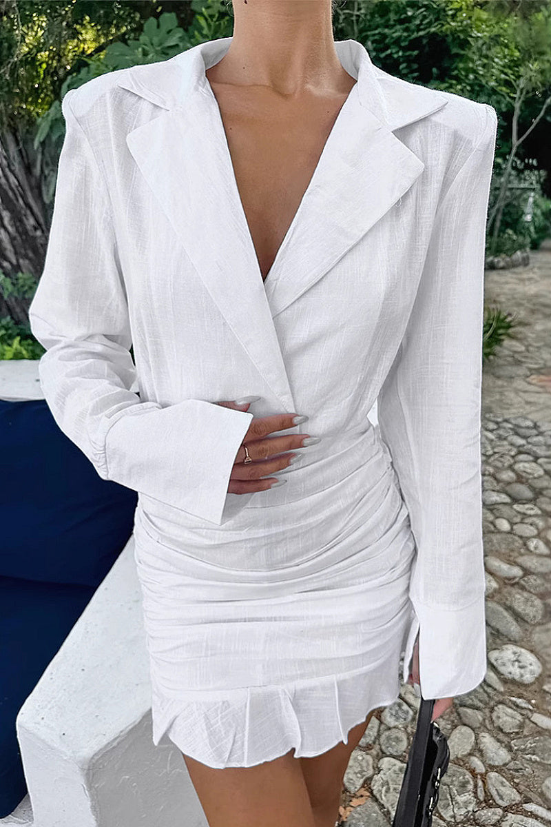 Spring Commuter Cotton Linen Suit Dress for Women