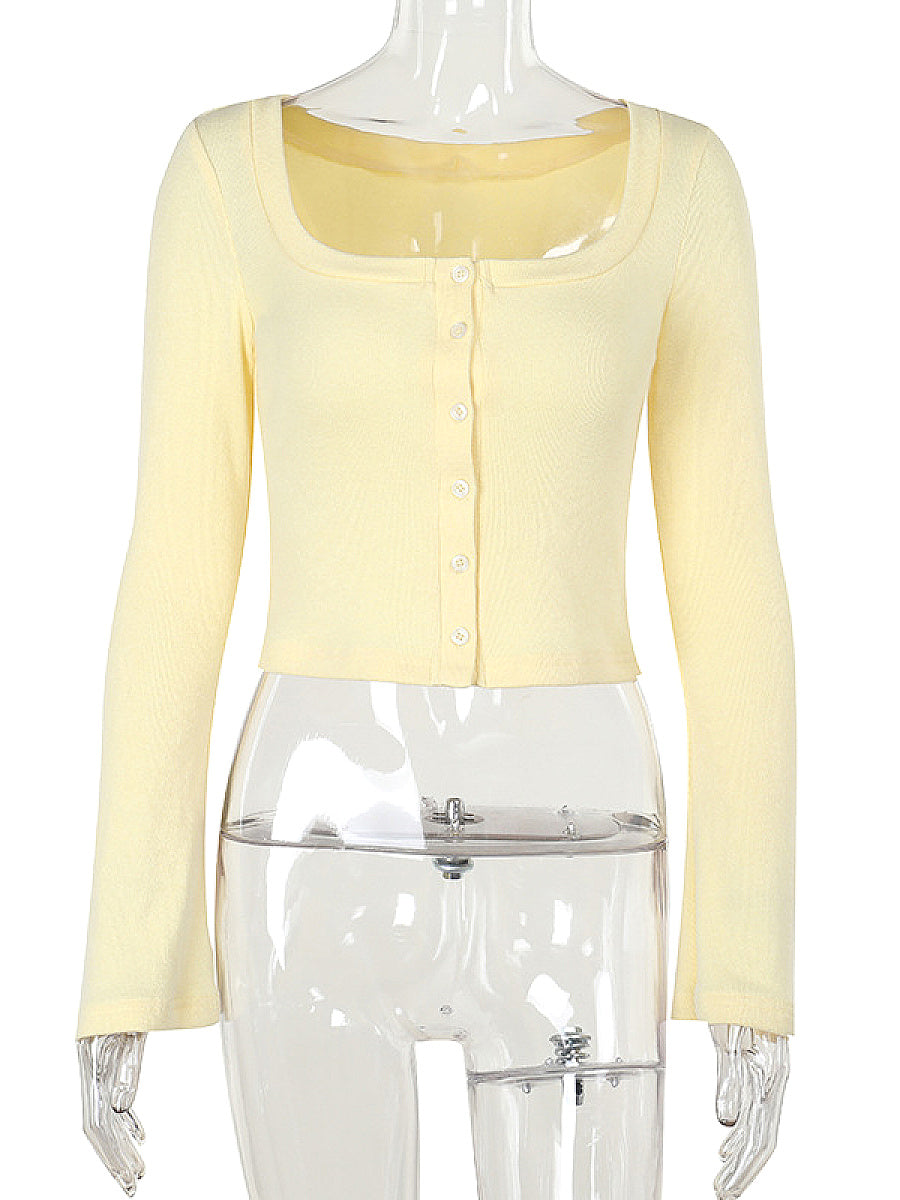 Fresh Style Casual Knit Cardigan Long Sleeve Top