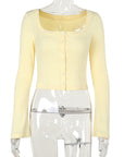 Fresh Style Casual Knit Cardigan Long Sleeve Top