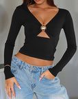 Fashionable Short Sleeve Hollow Print T-Shirt