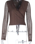 Sexy Lace Tie Long Sleeve Top