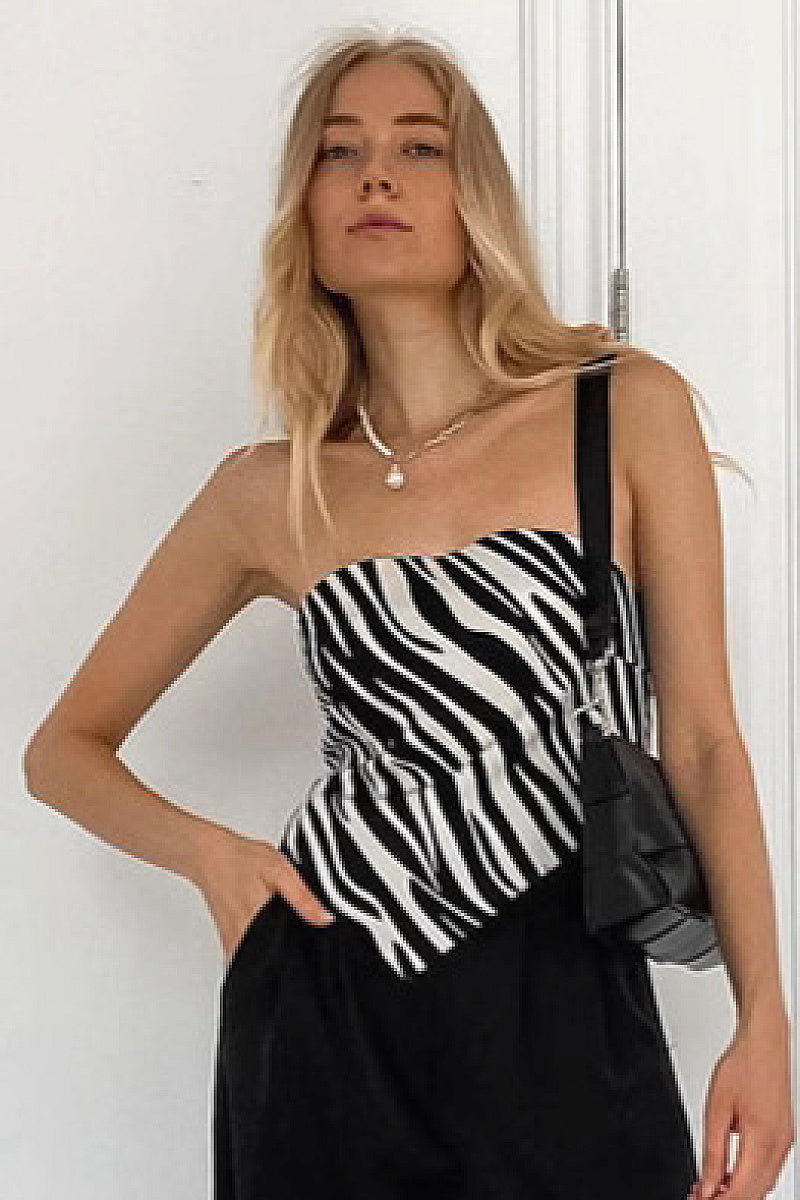 Trendy Zebra Print Strapless Top for Women