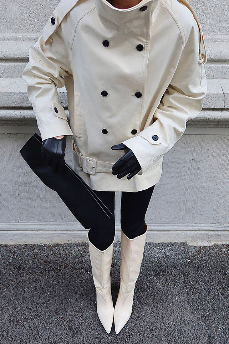 Fashionable Short Double-Breasted Coat for Autumn and Winter