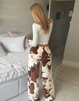 Loose Fit Printed Fleece Pants for Women