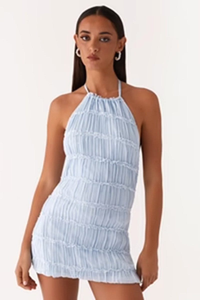New Spring Summer Backless Ruffled Dress