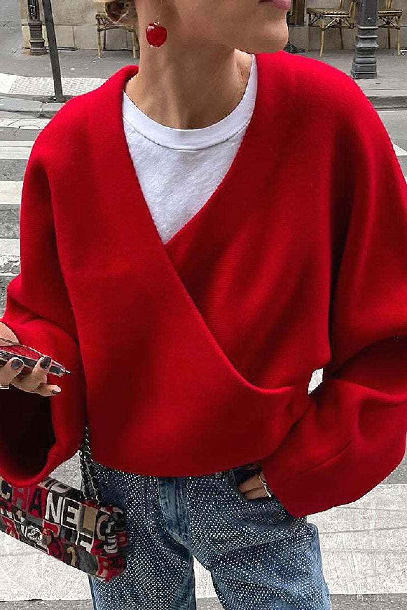 Thick Warm Cross V-Neck Long Sleeve Coat for Women