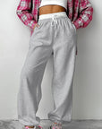 Gray Low Rise Color Block Wide Leg Pants