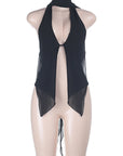 Backless Sheer Mesh Halter Top for Women