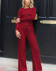 Casual Two-Piece Set with Long Sleeve Top and Pants