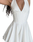 Stylish V-Neck Backless Mini Dress