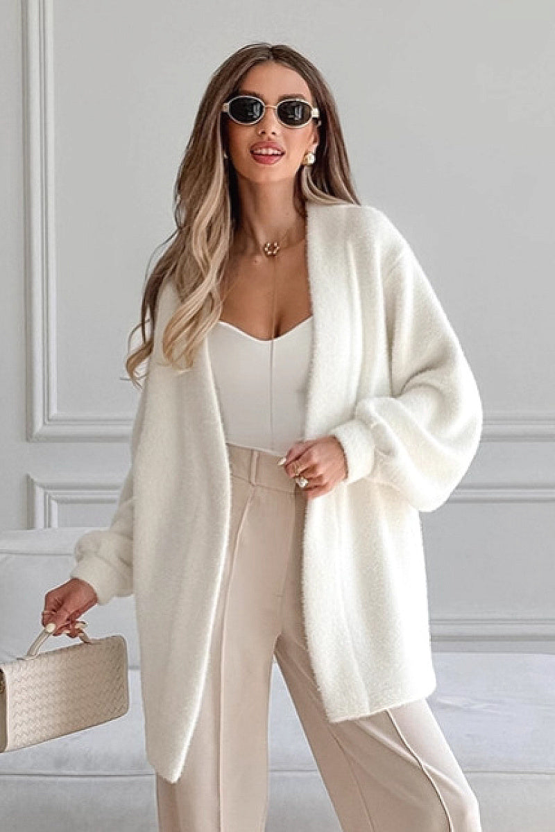 Elegant White Faux Fur Coat for Women