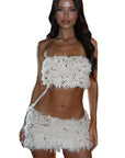 11663 Sexy Amazon Women's Sequined Crop Top Skirt Set