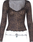 Leopard Print Long Sleeve Top for Women