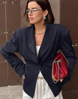British Style Striped Blazer for Women