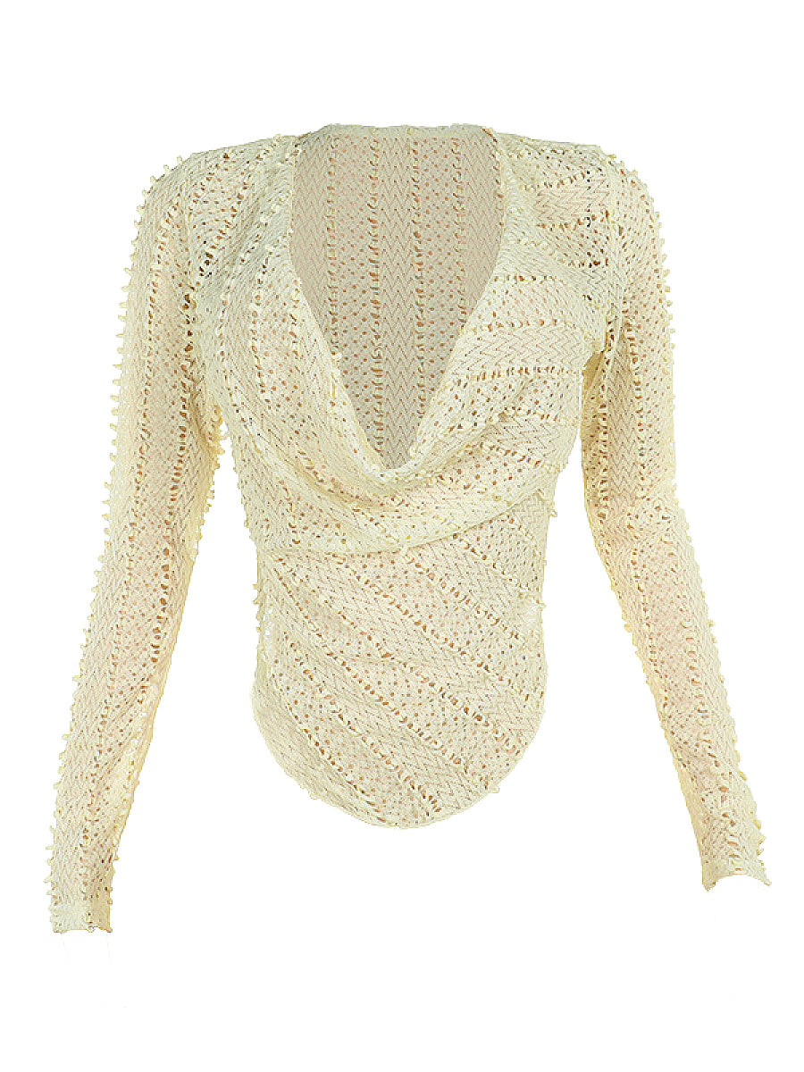 Trendy Long Sleeve Top with Unique Fabric