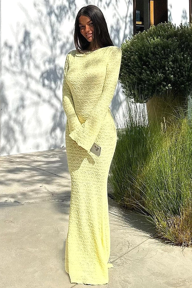 Elegant Backless Long Sleeve Dress