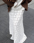 Elegant White Lace A-Line Skirt for Women