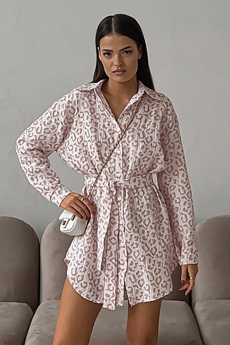 Spring Chiffon Cotton Leopard Print Shirt