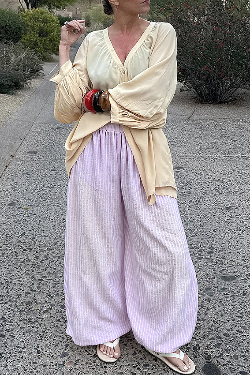 Summer Loose Fit Bubble Cuffed Pants for Women