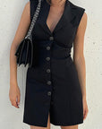 Slim Fit Black Dress for Stylish Commuting