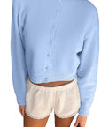 Casual Solid Color Cardigan Sweater for Women