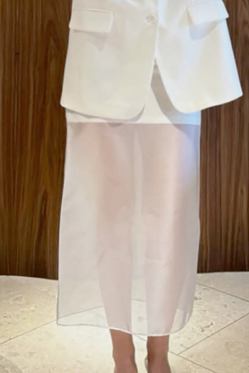 Summer High Waist Sheer Maxi Skirt for Women