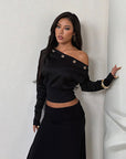 Fashionable Asymmetrical Shoulder Sweatshirt