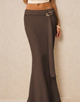 New Autumn Winter Women Knitted Skirt with Metal Accents
