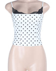 Summer Lace Splicing Polka Dot Tank Top