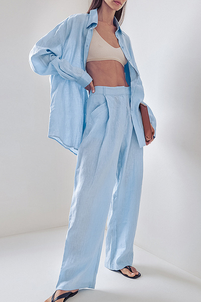 Summer Loose Cotton Linen Two-Piece Set for Women