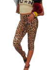 Trendy Sequin Leopard Print Elastic Waist Shorts