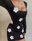 Sexy Floral Long Sleeve Dress for Women