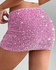 Fashionable Sequin Velvet Mini Skirt for Women