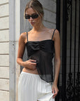 Summer Sheer Black Mesh Camisole Top