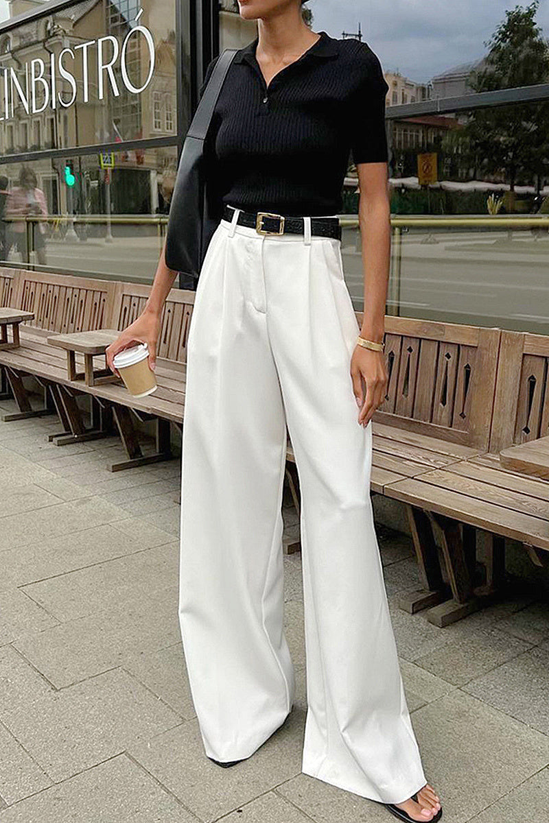 High Waist Straight Leg Pants for Women