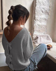 French Style Sweet Bowknot Loose Long Sleeve Sweater