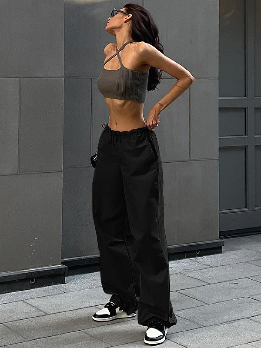 Casual Drawstring Waist Cargo Pants for Women