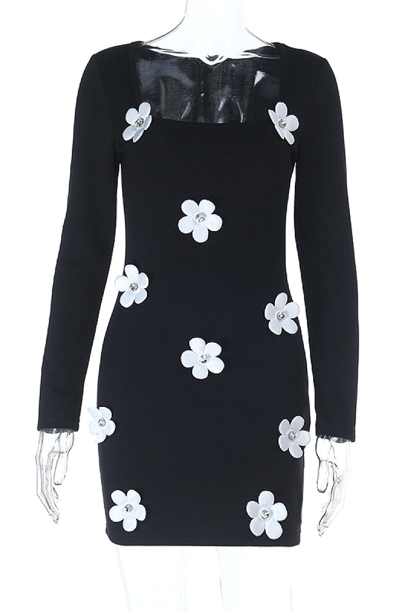 Sexy Floral Long Sleeve Dress for Women