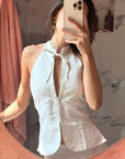 Summer Vintage Halter Neck Slim Fit Top for Women